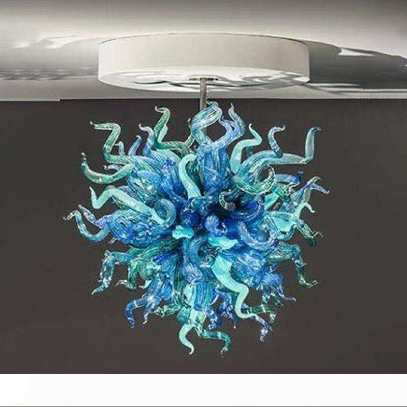 Wholesale Murano Blue and Green Glass Shade Chandelier with LED Lights Artistic Hand Blown Venetian Glass Pendant Lights