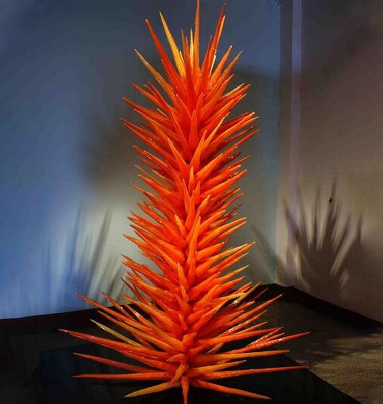 Wholesale orange Murano glass conifer floor lamp for garden and party decor