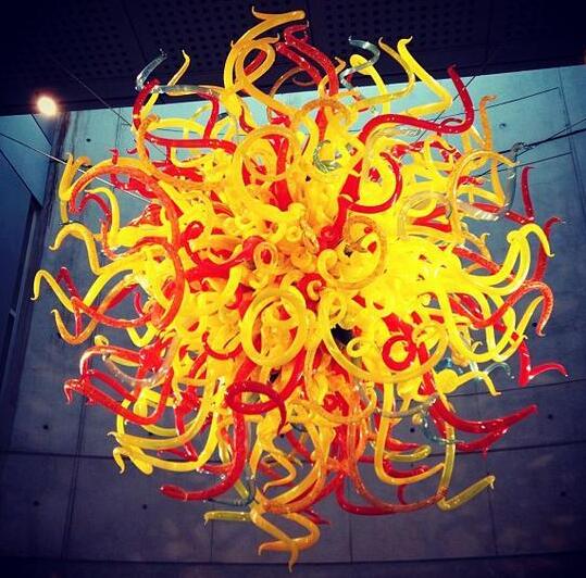 Yellow and Red Lamps Wedding Decoration LED Pendant Lamp Round Hand Made Blown Murano Glass Custom Chandelier