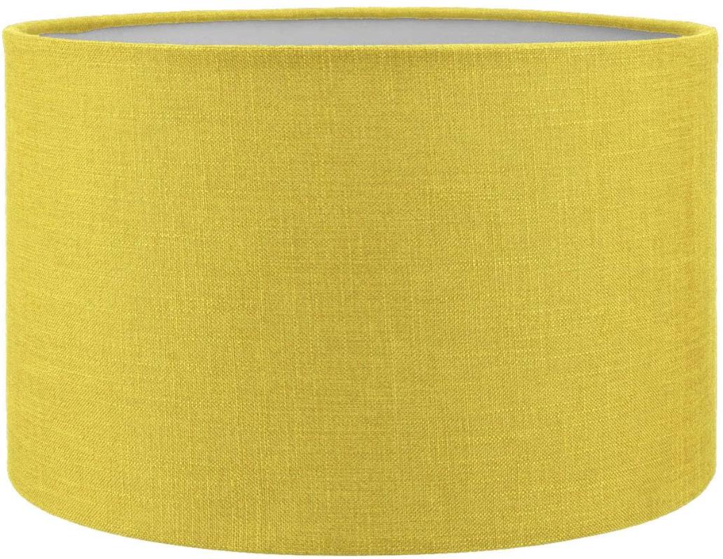Yellow drum-shaped floor lampshade, 38x38x22 cm, made of premium fabric with metal inner frame