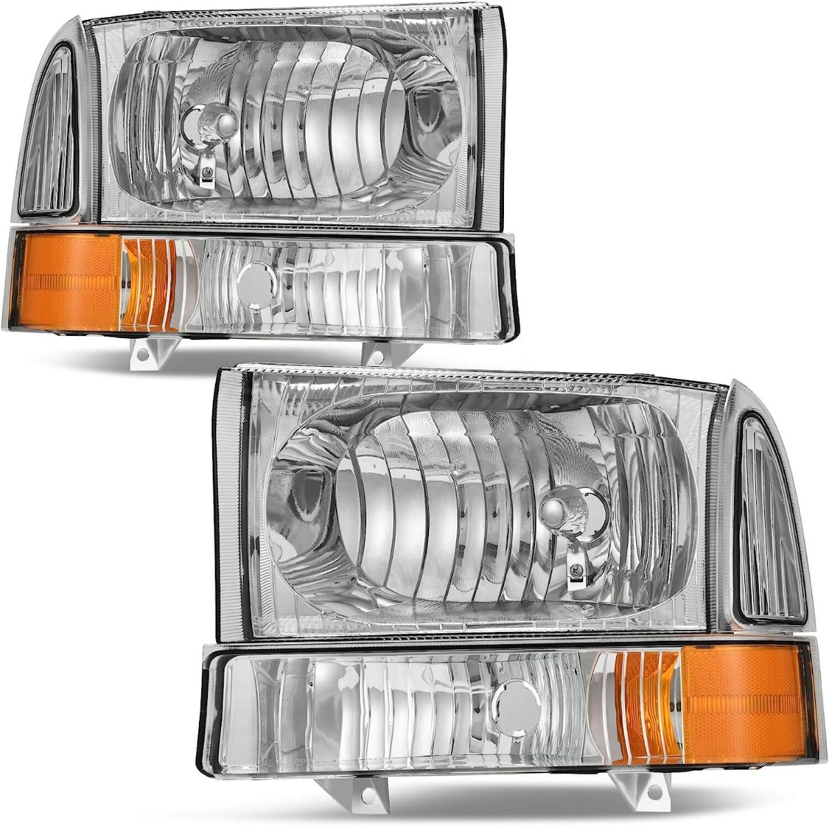 YITAMOTOR 1999-2004 Ford F250/F350/F450/F550 Super Duty & Excursion Chrome Headlight Assembly