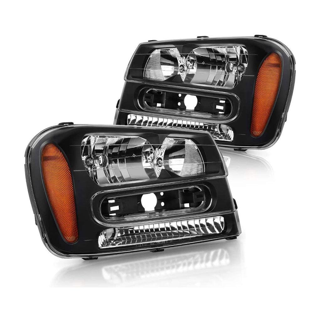 YITAMOTOR 2002-2009 Chevy Trailblazer Headlight Assembly with Full Grille Headlamp (Excludes LT models)