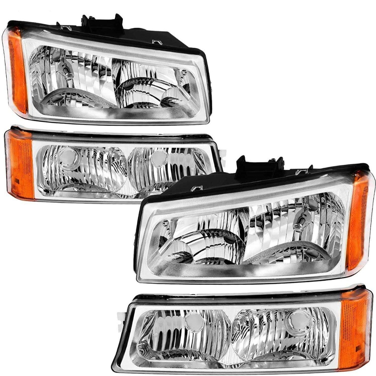 YITAMOTOR 2003-2006 Chevy Silverado Avalanche Chrome Headlight Assembly Set