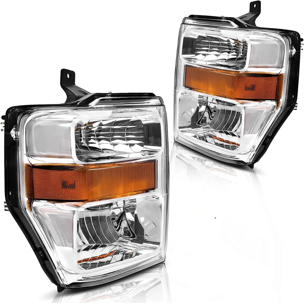 YITAMOTOR 2008-2010 Ford Super Duty Headlight Assembly with Chrome Housing