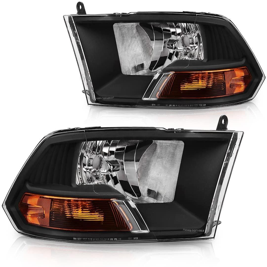 YITAMOTOR 2009-2012 Dodge Ram Pickup Dual Cab Headlight Assembly with Black Housing