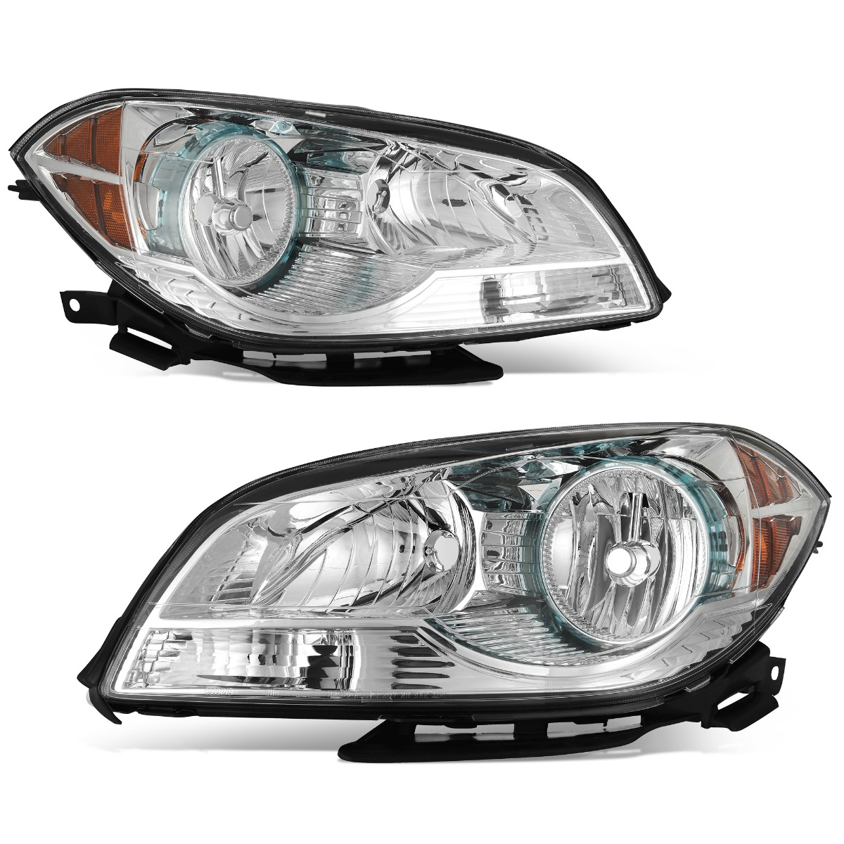 YITAMOTOR Chrome Halogen Headlight Assembly Set for 2008-2012 Chevy Malibu