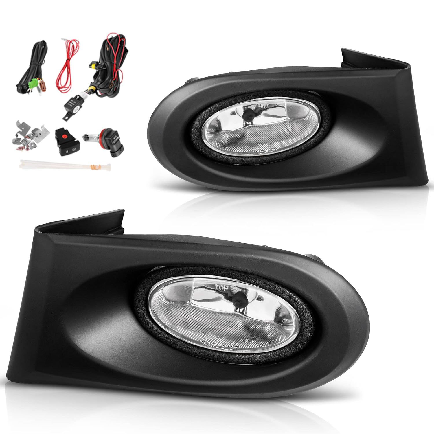 YITAMOTOR Fog Lights designed for 2002-2004 Acura RSX models, featuring 12V 55W H11 bulbs, wiring harness, switch, and clear lens