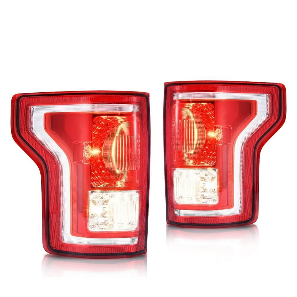 YITAMOTOR Halogen 2015-2017 Ford F-150 tail light assemblies in red and clear, sold as pairs