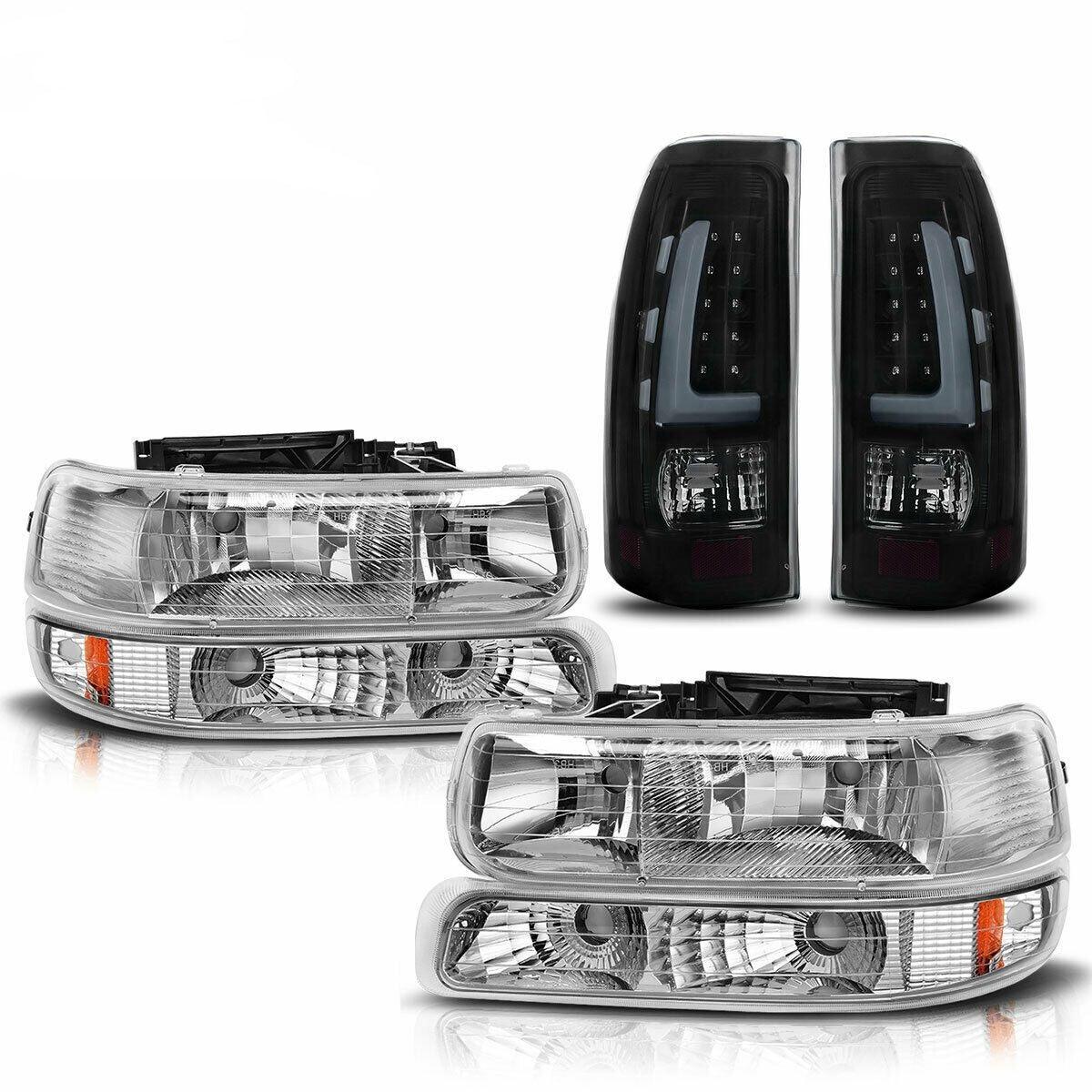YITAMOTOR headlight and LED tail light set for 1999-2002 Chevy Silverado 1500/2500/3500 models