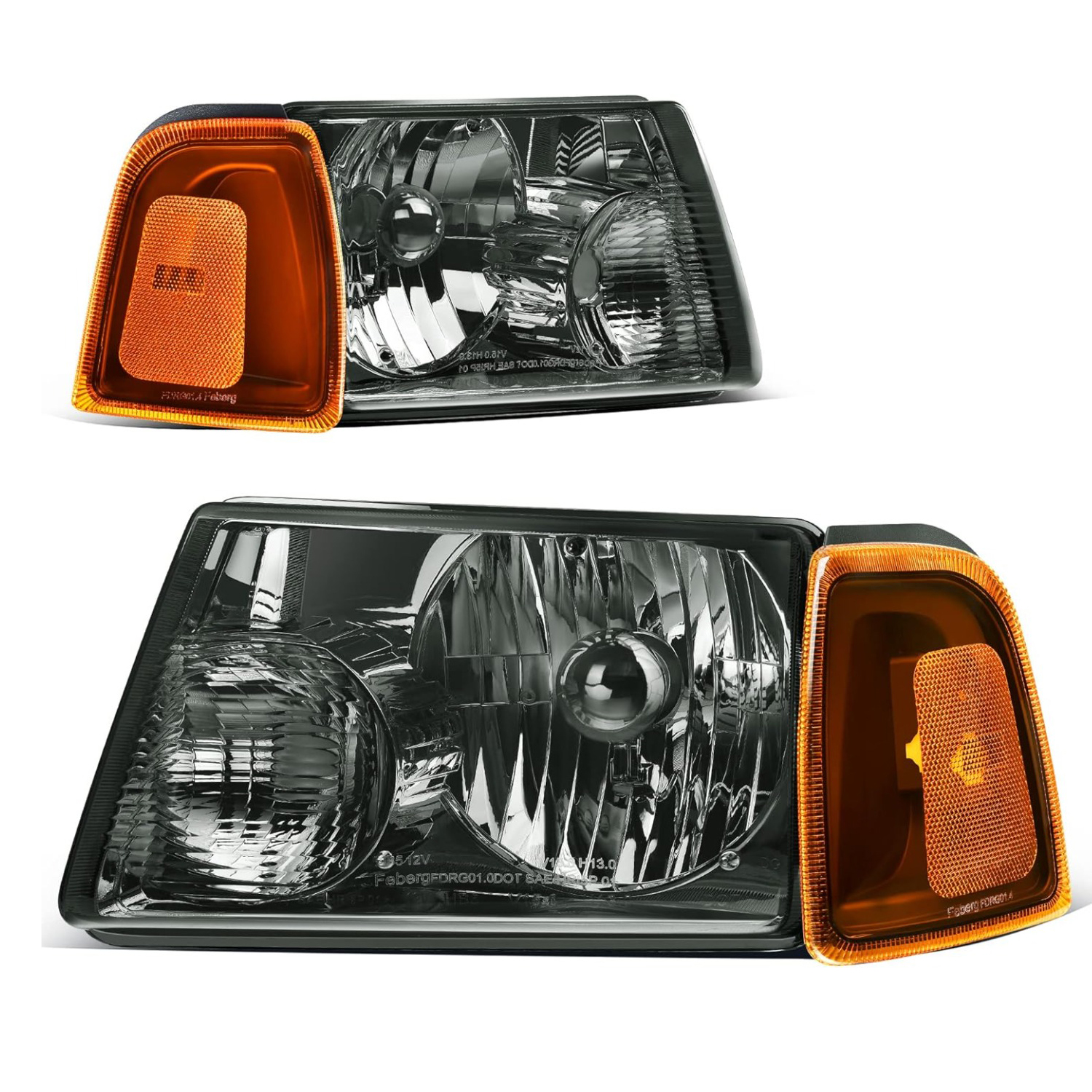 YITAMOTOR headlight assembly compatible with 2001-2011 Ford Ranger featuring chrome finish and smoked lens corner headlamps