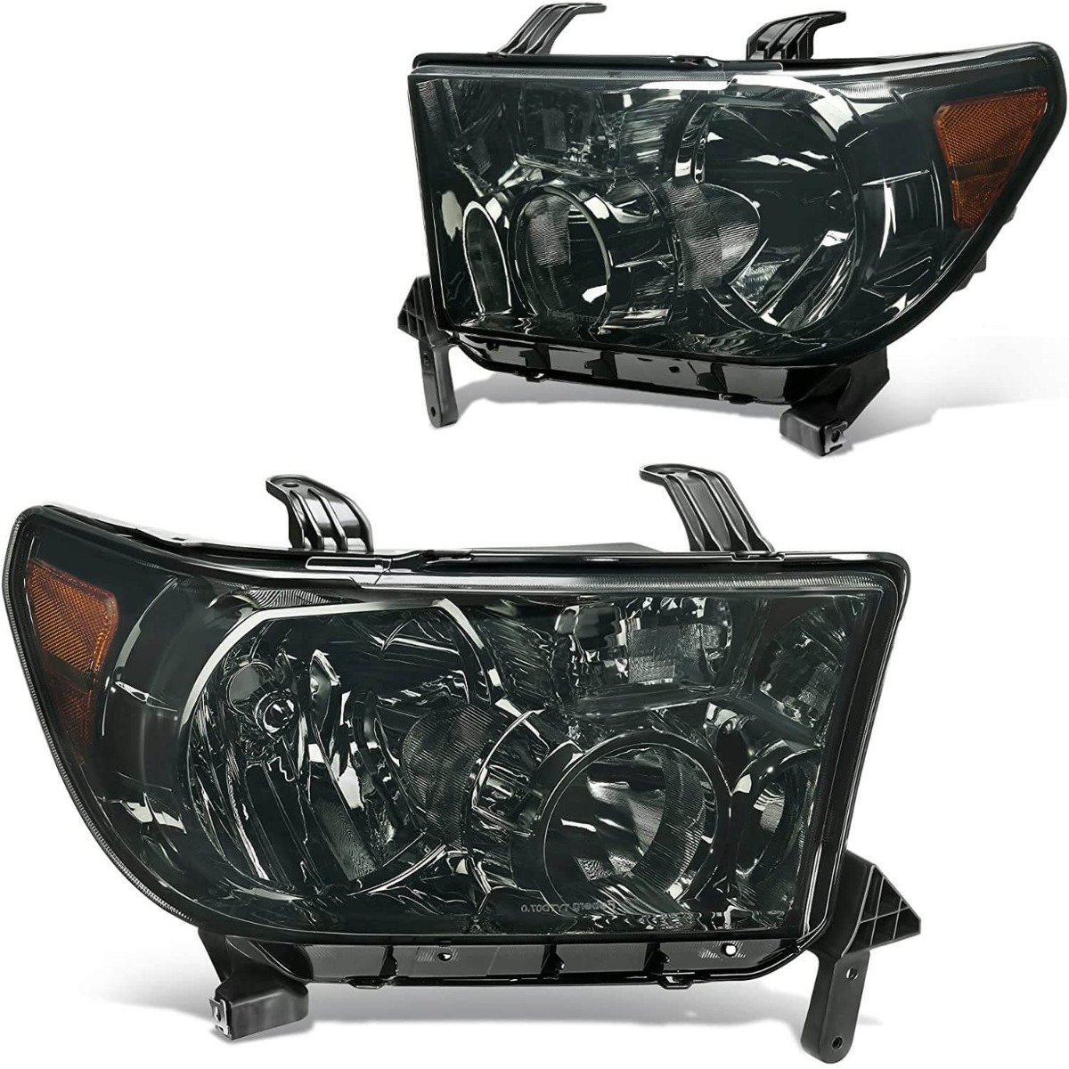 YITAMOTOR headlight assembly compatible with 2007-2013 Toyota Tundra and 2008-2017 Sequoia, featuring black smoke lens design