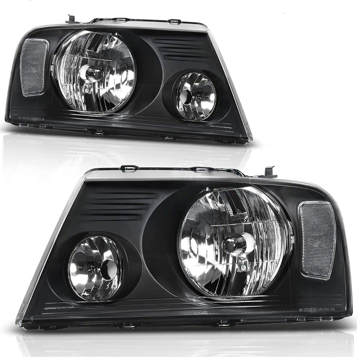 YITAMOTOR headlight assembly fits 2004-2008 Ford F-150 with black housing, clear reflector and lens for both sides