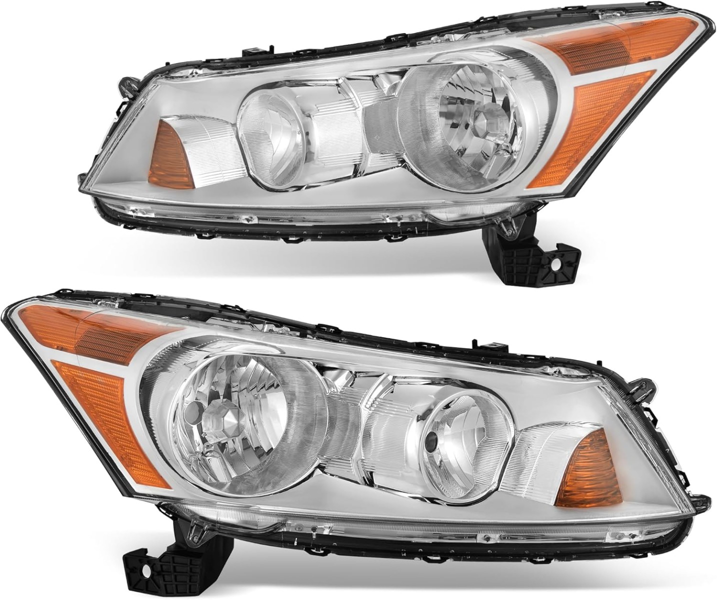 YITAMOTOR headlight assembly fits 2008-2012 Honda Accord 4-door sedan with chrome housing and amber reflector for both driver and passenger sides