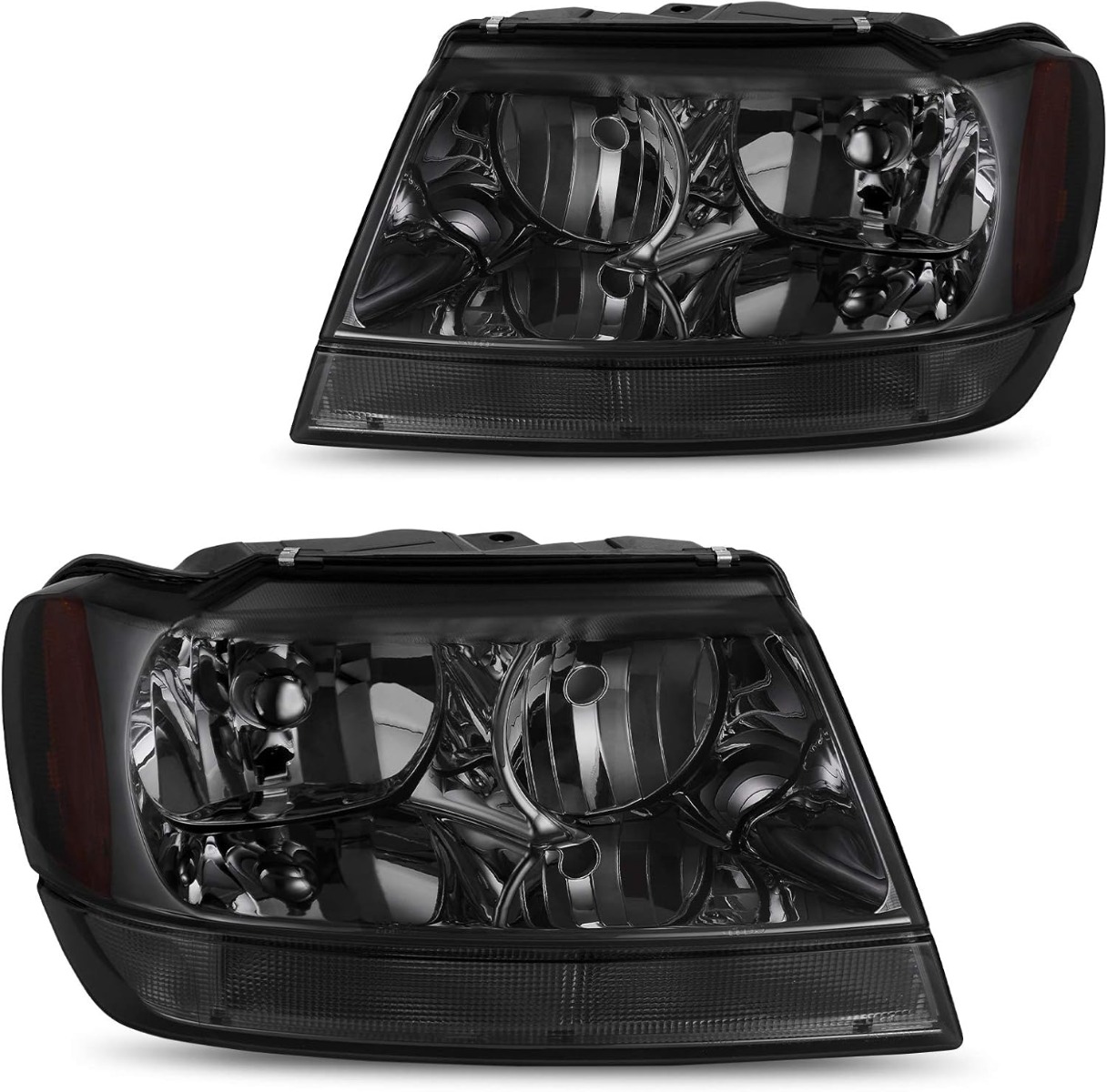 YITAMOTOR headlight assembly for 1999-2004 Grand Cherokee with amber reflector and smoked lens