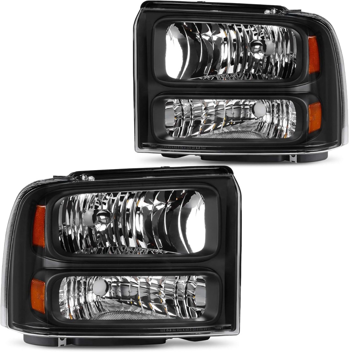 YITAMOTOR Headlight Assembly for 2005-2007 Ford F250 F350 F450 F550 Super Duty and 2005 Ford Excursion with Black Housing and Clear Lens