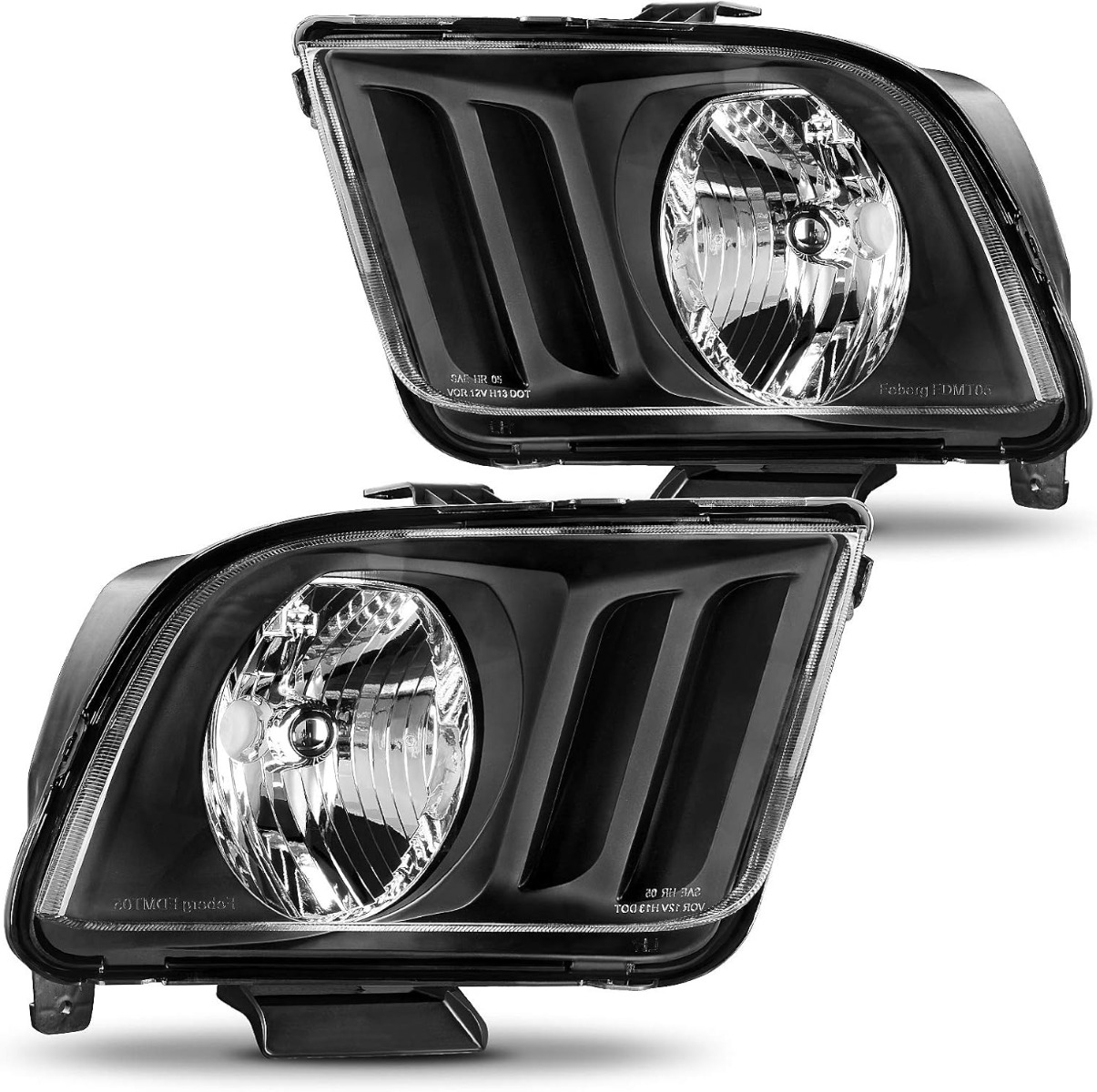 YITAMOTOR Headlight Assembly for 2005-2009 Ford Mustang with Black Housing and Clear Lens, Pair Included