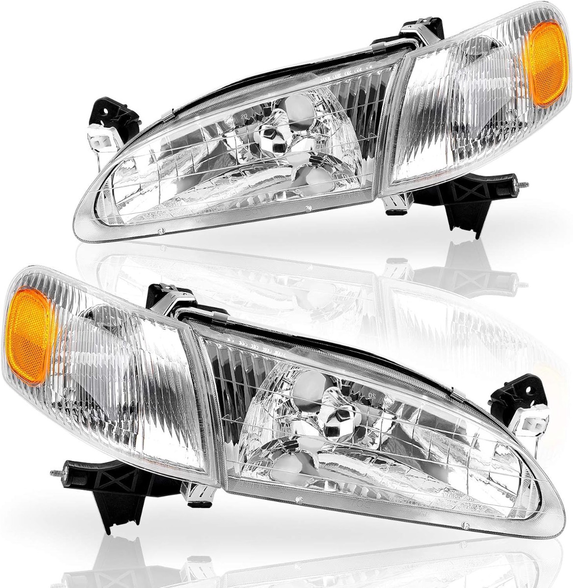 YITAMOTOR headlight assembly replacement for 1998-2000 Corolla with chrome housing and signal lights