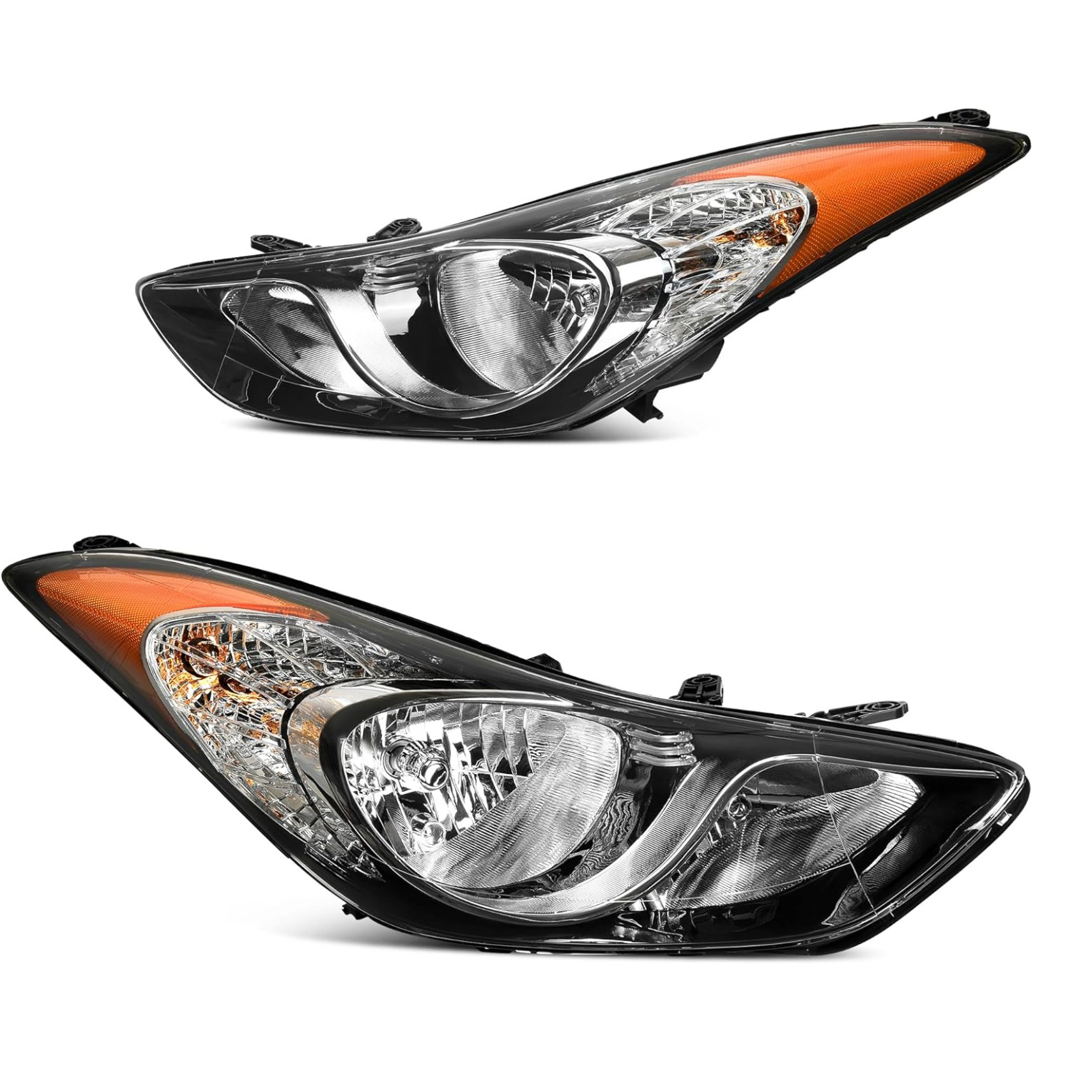 YITAMOTOR headlight assembly replacement for 2011-2013 Elantra models with chrome housing, clear lens and amber reflector