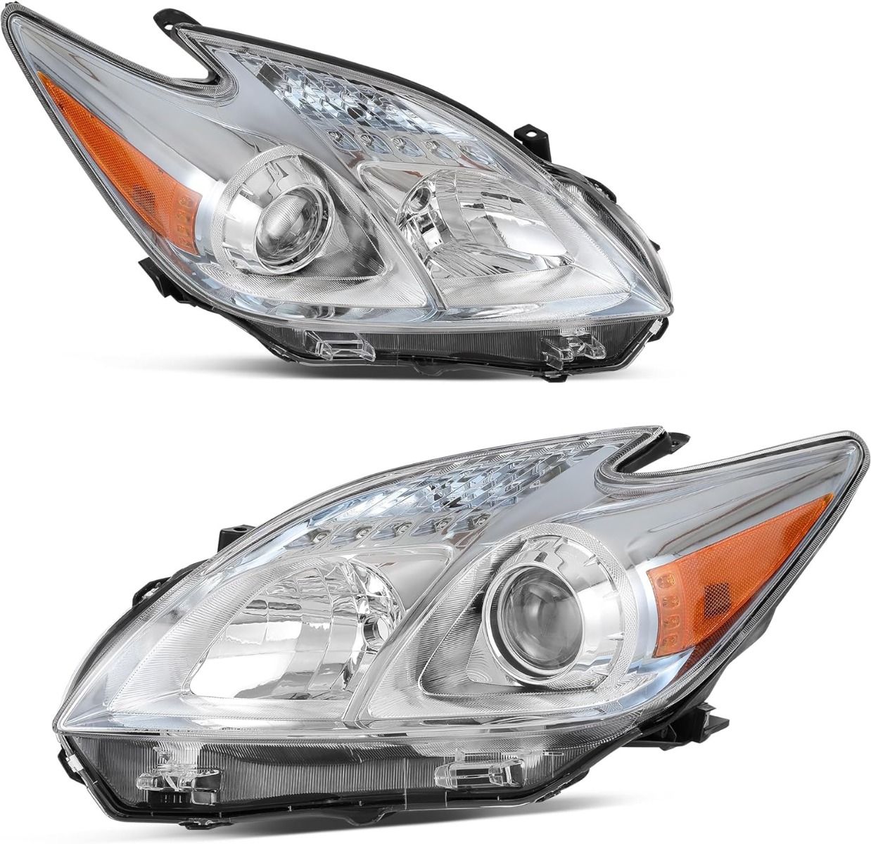 YITAMOTOR headlight assembly replacement for 2012-2015 Toyota Prius with chrome housing, amber reflector and clear lens
