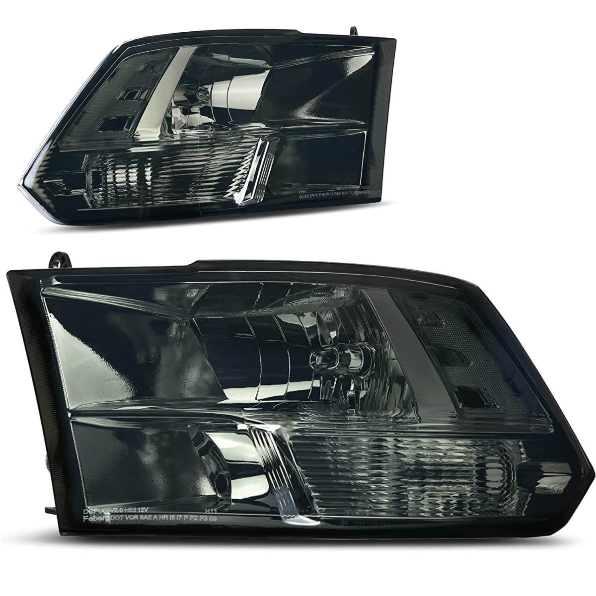 YITAMOTOR庐 headlight assembly with smoke lens for 2010-2018 Dodge Ram 1500/2500/3500 quad lamps