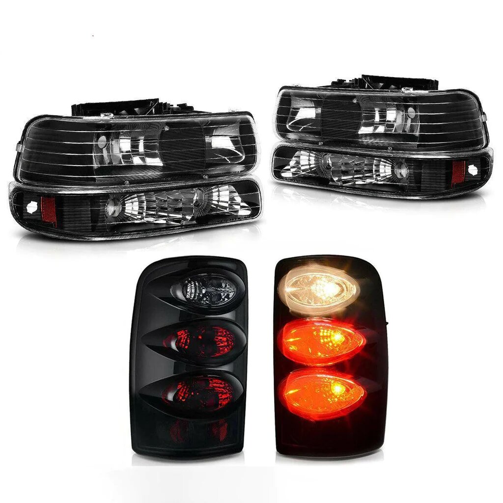 YITAMOTOR Headlight Kit for 2000-2006 Chevy Suburban Tahoe with Tail Lights Pair