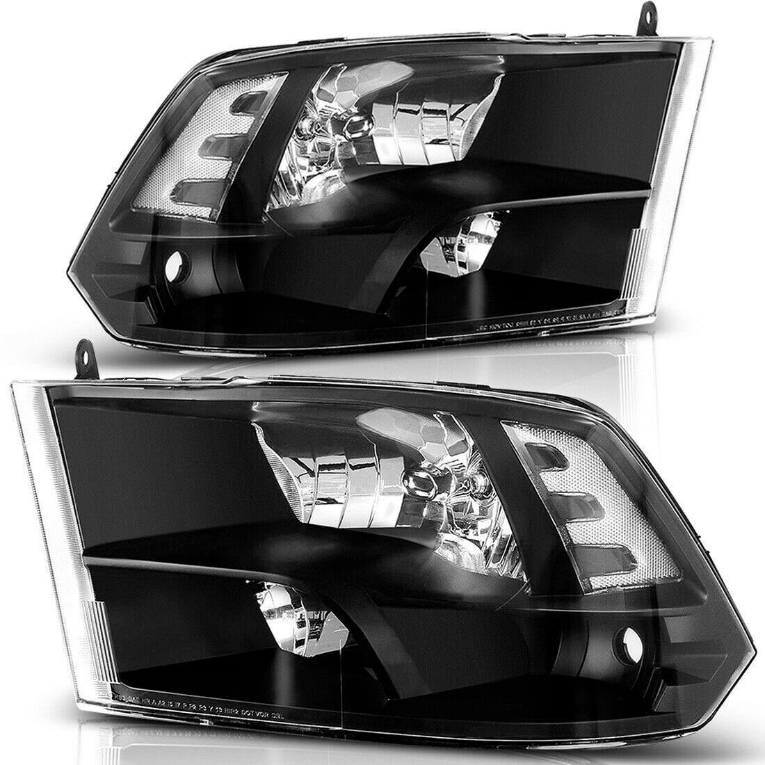 YITAMOTOR Headlight Set for 2009-2018 Dodge Ram 1500 in Black Quad Design (Pair)