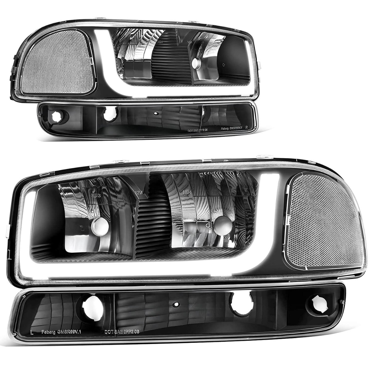 YITAMOTOR LED DRL headlight assembly for 1999-2006 GMC Sierra 1500/2500 and 2001-2006 Yukon XL models