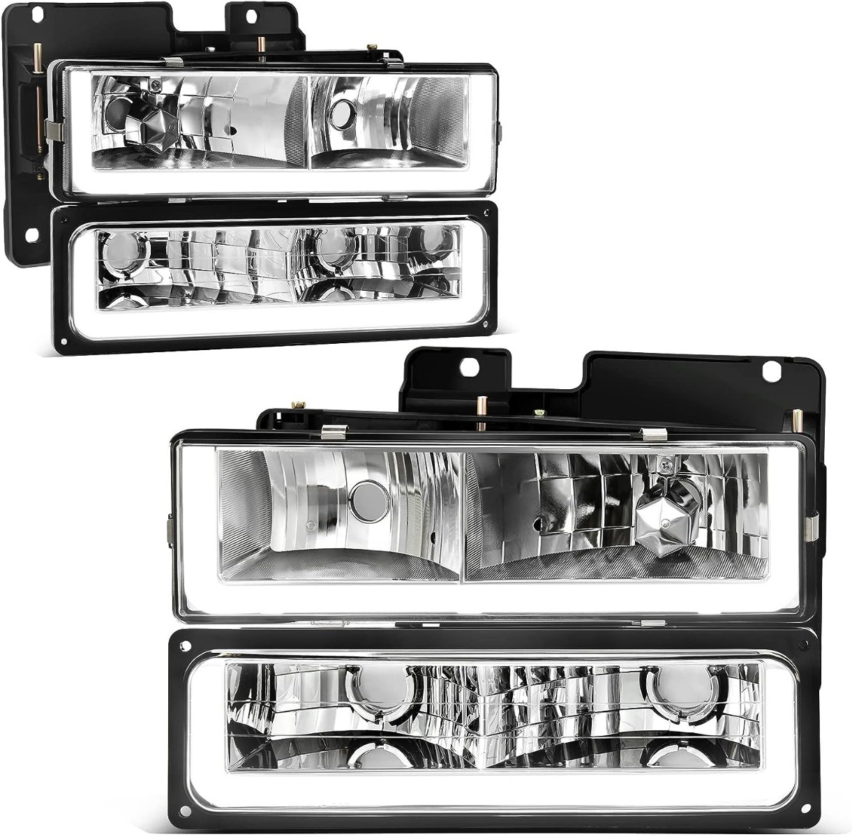 YITAMOTOR LED headlight assembly fits 1990-1999 Chevy C/K 1500-3500, Suburban, Tahoe, and GMC Yukon models with daytime running lights