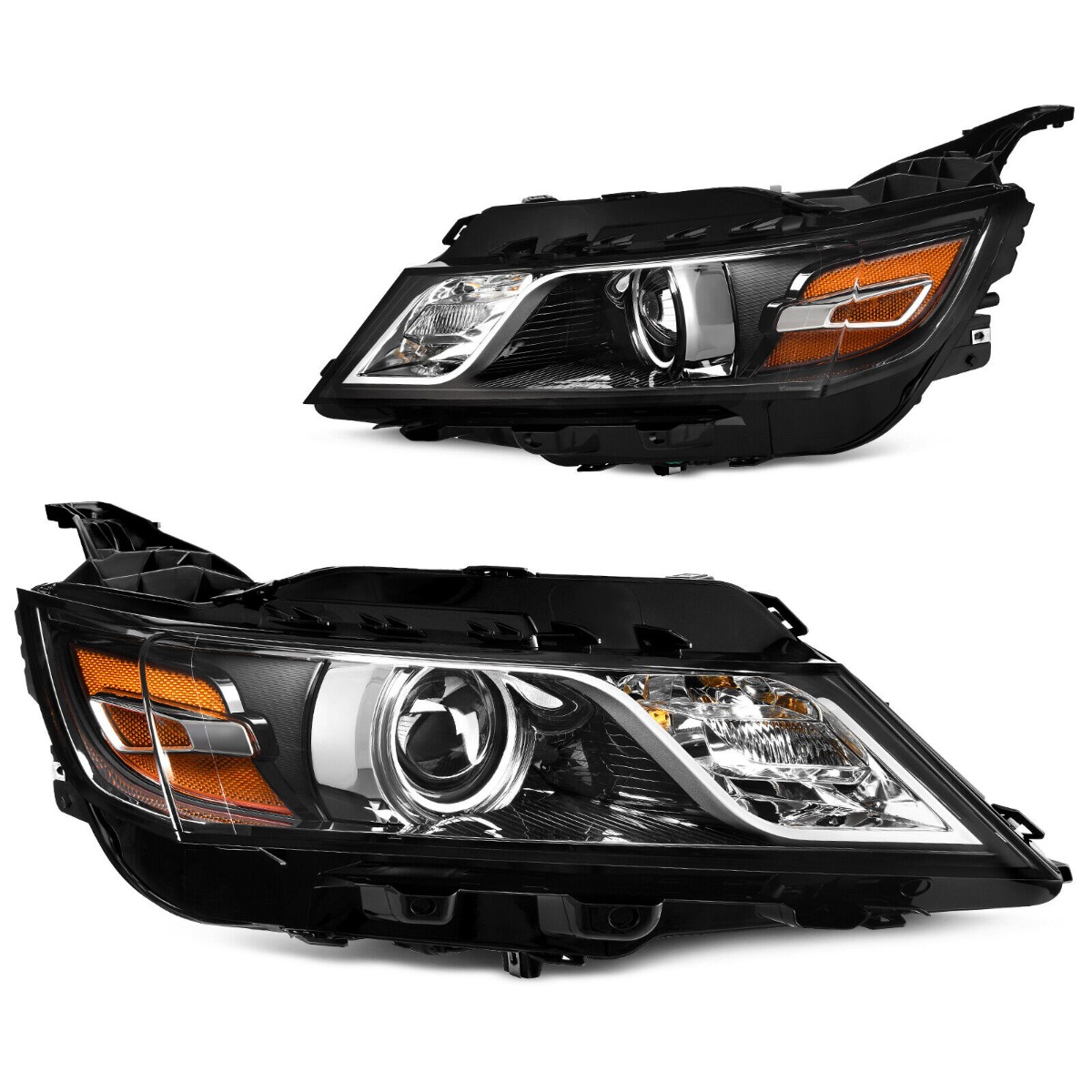YITAMOTOR offers a pair of black housing halogen projector headlights for 2014-2020 Chevy Impala models