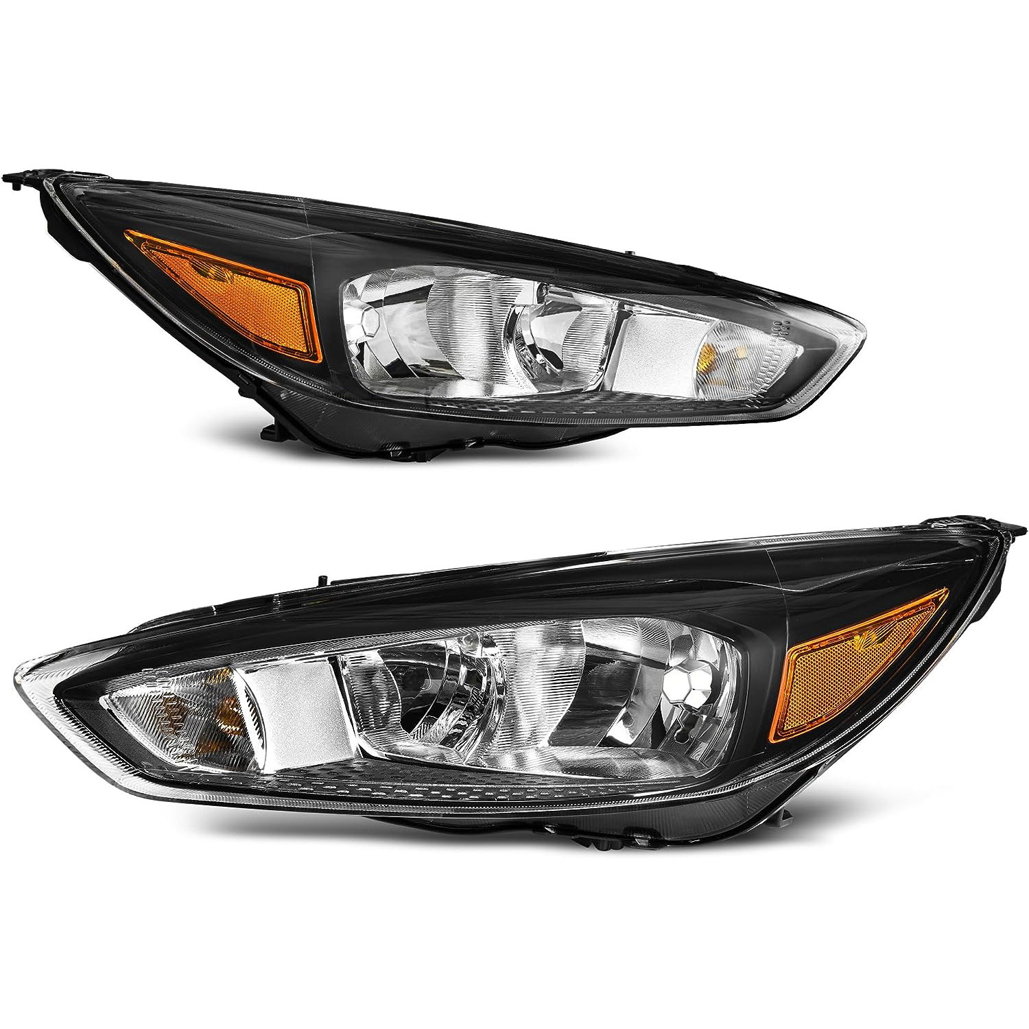 YITAMOTOR Pair of 2015-2018 Ford Focus Headlight Assemblies in Black, Left and Right Set