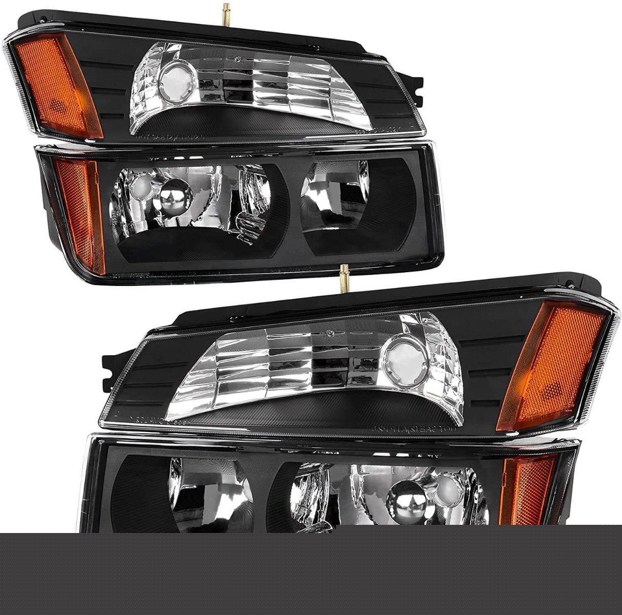 YITAMOTOR Replacement Headlight Assembly for 2002-2006 Chevy Avalanche Pickup with Black Housing and Body Cladding Models