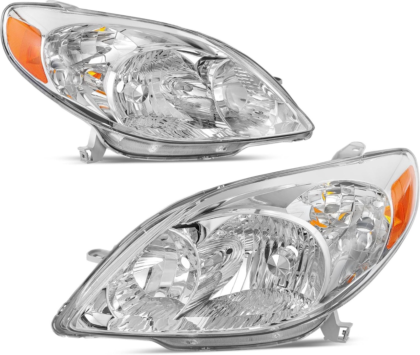 YITAMOTOR Replacement Headlight Assembly for 2003-2008 Toyota Matrix with Chrome Housing and Amber Reflector