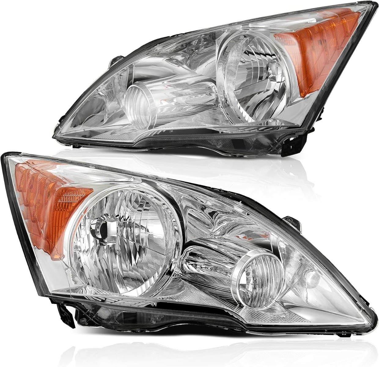 YITAMOTOR replacement headlights for 2007-2011 Honda CR-V with chrome finish and amber corners