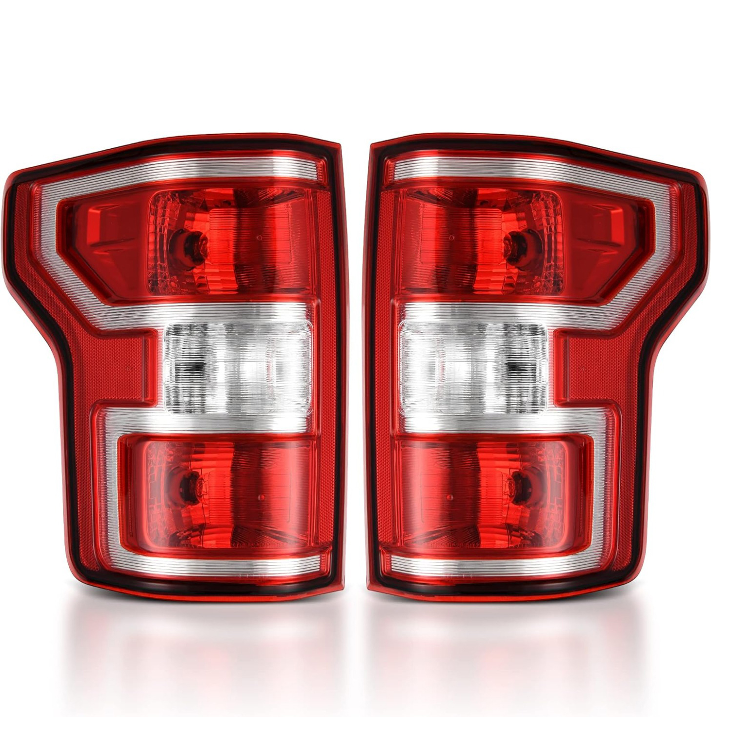 YITAMOTOR replacement tail light assembly for 2018-2020 Ford F150 with halogen bulbs and wiring harness, red brake and tail lamp set for both left and right sides
