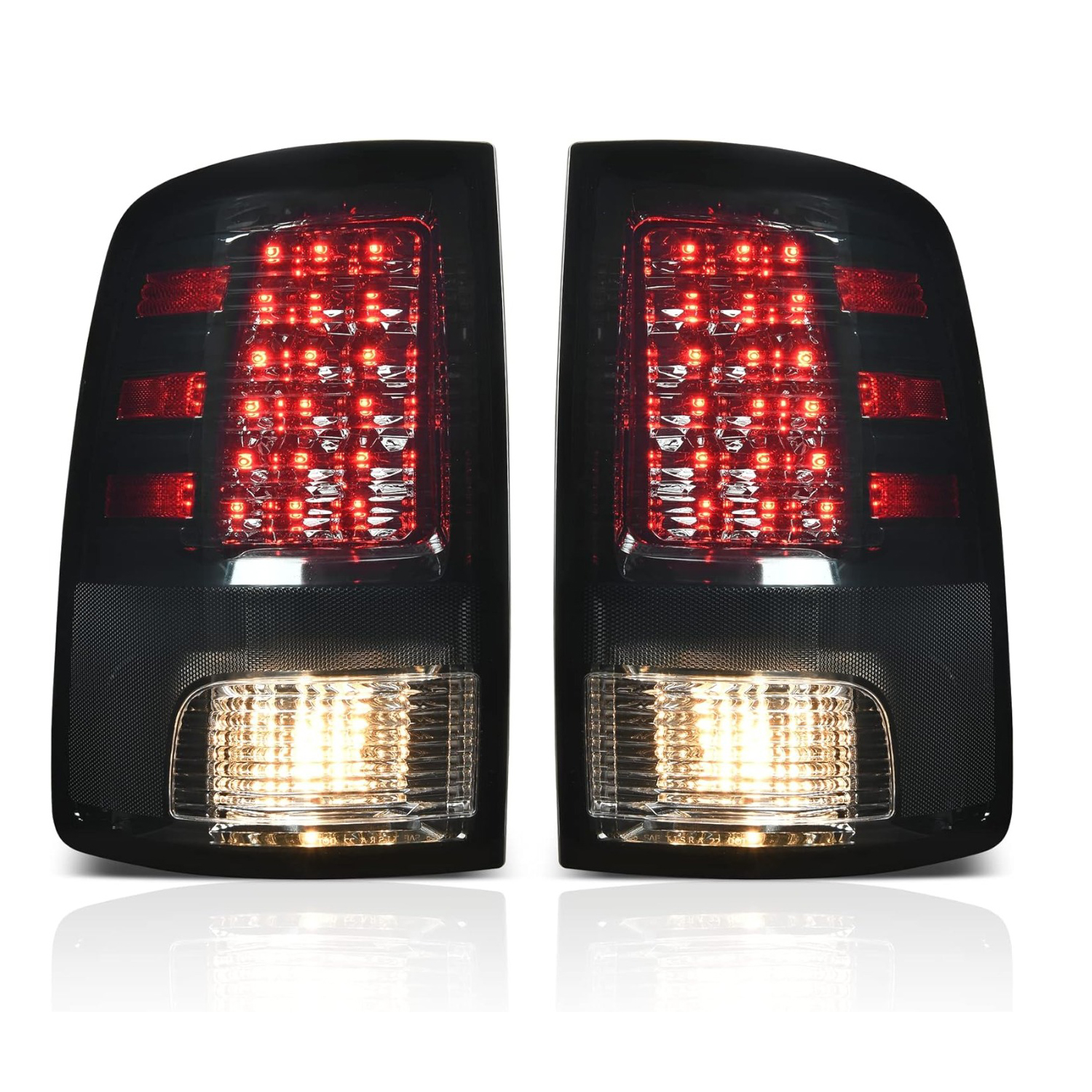 YITAMOTOR replacement tail lights for 2009-2018 Dodge Ram 1500, 2010-2018 Ram 2500/3500, and 2019-2022 Ram 1500 Classic with black smoked lenses